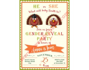 Turkey Gender Reveal Baby Shower Invitation,(002)